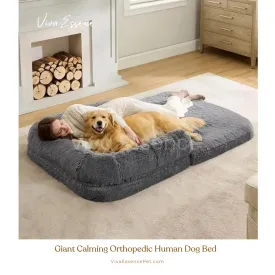 Giant Calming Orthopedic Human Dog Bed, Plush Faux Fur