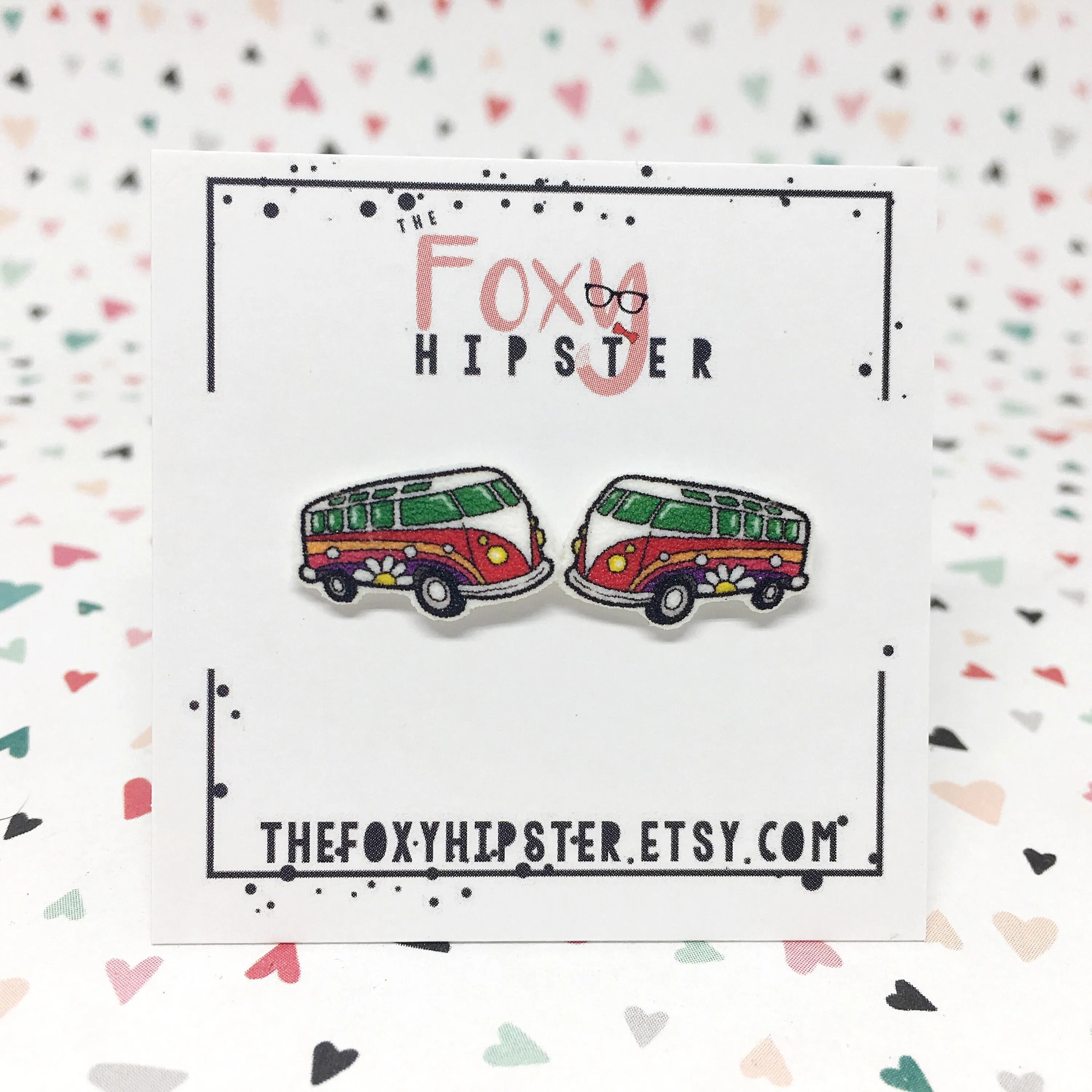 Groovy Hippie Bus Stud Earrings