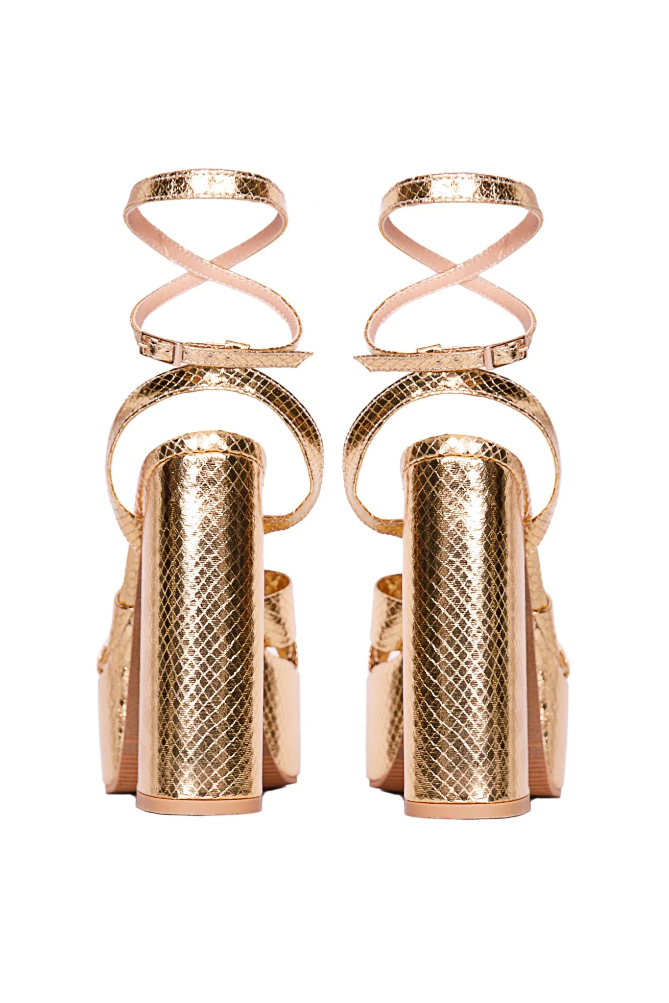 METALLIC PLATFORM HEELS