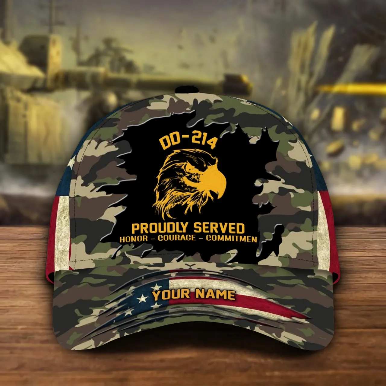 Personalized Veteran All Over Print Classic Cap, Premium Veteran 3D Honor Courage Baseball Cap