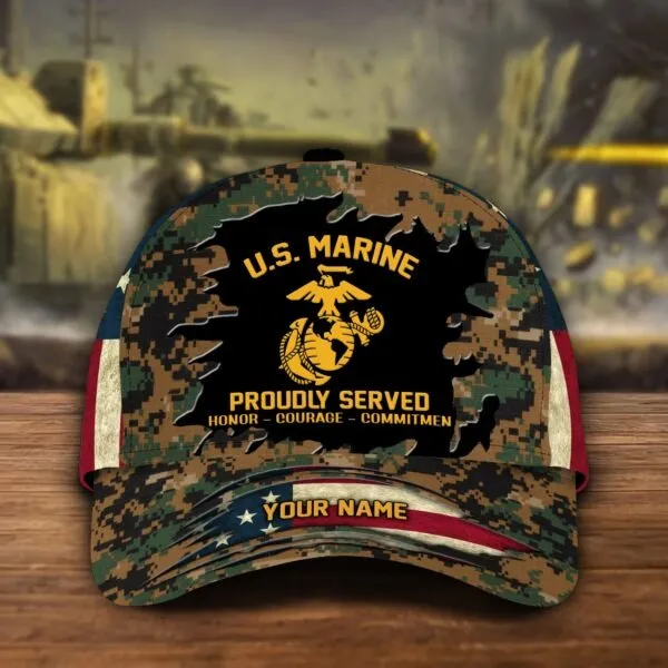 Personalized Veteran All Over Print Classic Cap, Premium Veteran 3D Honor Courage Baseball Cap
