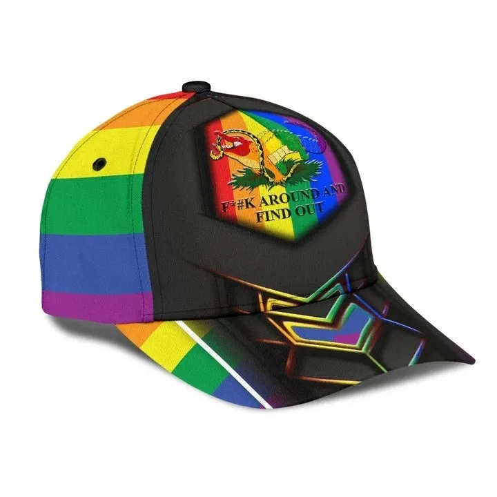 Pride Lgbt Cap For Gay Man, Around And Find Out Printing Baseball Cap Hat, Rainbow Cap