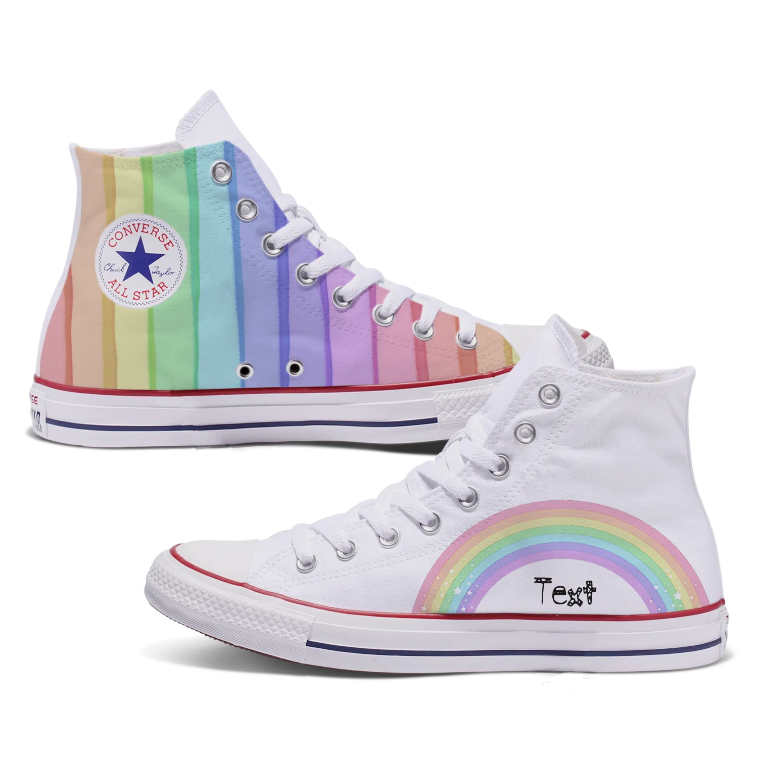 Rainbow Custom Converse High Top White