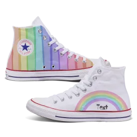 Rainbow Custom Converse High Top White