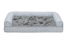 Sofa Pet Bed - Plush Faux Fur & Diamond Print Nest-Top Sofa Bed