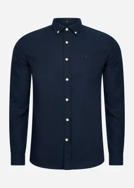 Tonal eagle regular fit light weight oxford shirt - dark navy